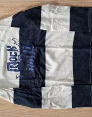 T-shirt longues manches rayés bleu et blanc rock and roll 5ans