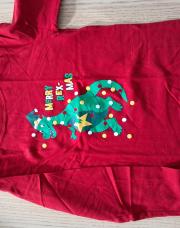 T-shirt longues manches rouge merry Rex mas 5 ans 