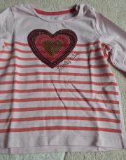 Blouse rose pâle lignées avec un cœur pailleté 18mois