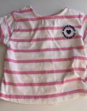 T-shirt TAO ligné rose et blanc - 3/6 mois
