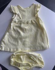 Robe & culotte blanche et jaune Okaïdi - 6/9 mois 