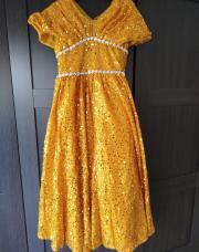 Robe princesse jaune sequin 10ans neuve