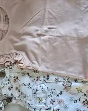 Ensemble salopette fleures et Thee-shirt rose 74 cm