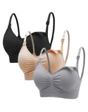 Lot de 3 soutiens gorges d'allaitement sans armatures, taille S