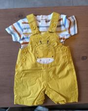 Ensemble t-shirt + salopette girafe , 3 mois, NEUF