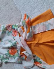 Ensemble 2 pièces blanc avec fleurs orangees 12mois