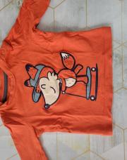 T-shirt manches longues moutarde orange renard T.62 Inextenso