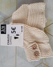 Chaussons en laine beige ; 3-6 mois ; NEUFS avec étiquettes