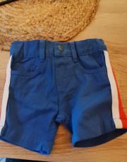 Short bleu, rouge 3/6 mois 
