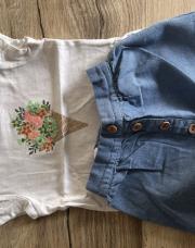 Ensemble jupe en jeans t shirt blanc 