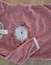 Haut velours Babyclub 80 ligné rouge blanc