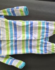 Pyjama été  ouverture devant rayures vert/bleu 60 cm