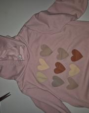 Pull capuche rose +coeur 12-18