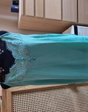 Top bouton turquoise 