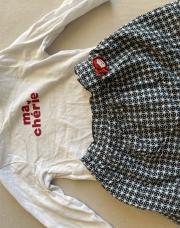 Ensemble 80 jupe vert pull ma chérie 