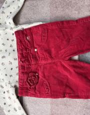 Pantalon velour 6m avec body fleurit 
