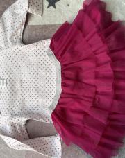 Ensemble 74 jupe rose body petit pois 