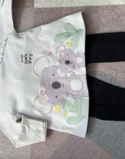 Ensemble 6m pull blanc koala et legging noir 