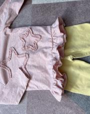 Ensemble legging jaune haut rose étoile 
