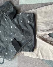 Ensemble 74 jeans rose et haut gris avé. Cœur blanc 