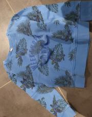 Pull bleu palmier