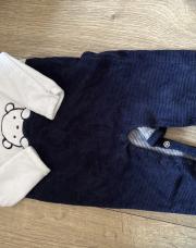 Pyjama blanc et bleu foncé 62 nounours 