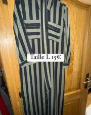 Robe lignée noir kaki