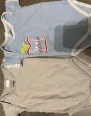 Lot de 2 bodys bleu/beige - T. 9 mois