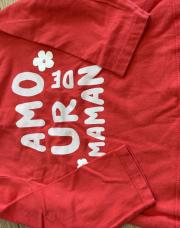 T-shirt L/M rouge amour de maman TAO 18 mois 