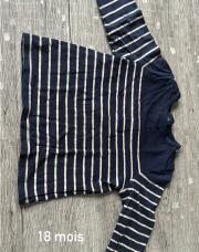 TEE shirt manche longue bleu marine ligné 18 mois