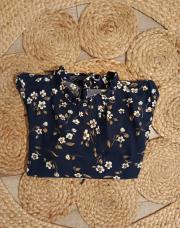 Blouse bleue fleurie 