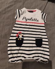 6mois - combi manches courtes Pipelette 