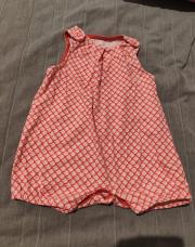6mois - combi sans manches rouge petits poissons 