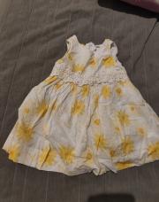 6mois - robe jaune fleurie sans manches 