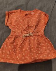 6mois - robe manches courtes orange motifs coquillage 