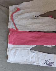 9mois - lot 2 leggins blanc/rose + 1 pantalon 