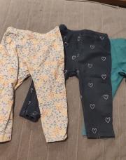 9mois - lot 3 leggins bleu et fleurs