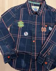 Chemise bleue à Caro ligne rouge CKS, 3 ans