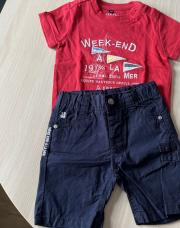 Ensemble t-shirt manches c, short,  un week-end à la mer, 12 mois