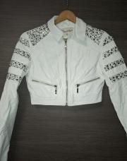 Veste simili cuir blanc s