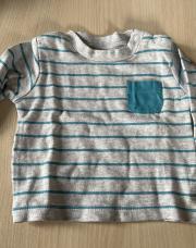 T-shirt, longues manches, lignes turquoises, Baby club, 3 mois