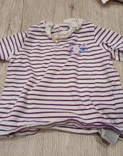 Blouse longue manche mauve et blanche 