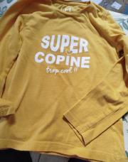 Tee shirt moutarde super copine 6 ans