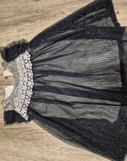 Robe marine argenté tulle pailleté 