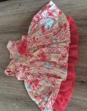 Robe rose et blanc motif feuille 3m