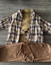 Ensemble t-shirt manches longues / chemise / pantalon 18 mois