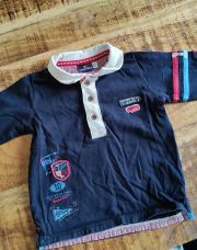 Pull bleu col blanc