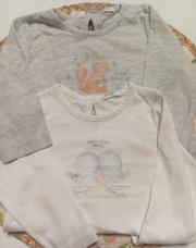 Lot 2tee shirt longue manche Benetton juste lavé taille 6mois