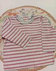 Tee shirt noukie's rayé rose blanc neuf 6mois