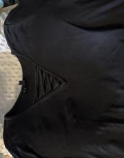 Blouse longue manche noir corde poitrine 